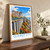Chateau Frontenac from Dufferin Terrace bordered print styled in Original angled oak-console; frame and props not included