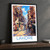 Lahore city view bordered print styled in Black frame / charcoal wall; frame and props not included