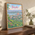 Bamako city view full-bleed print styled in Original angled oak-console; frame and props not included
