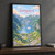 Geirangerfjord from Flydalsjuvet full-bleed print styled in Black frame / charcoal wall; frame and props not included