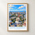 Santo Domingo city view bordered print styled in Front oak frame - corrected opening; frame and props not included