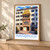 Innsbruck Golden Roof bordered print styled in Light oak-console; frame and props not included