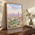 Cairo city view full-bleed print styled in Original angled oak-console; frame and props not included