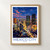 Mexico City city view bordered print styled in Front oak frame - corrected opening; frame and props not included