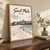 Saint-Malo ramparts from the beach full-bleed print styled in Original angled oak-console; frame and props not included