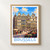 Brussels Grand Place guildhalls bordered print styled in Front oak frame - corrected opening; frame and props not included