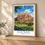 Palma Cathedral across Parc de la Mar bordered print styled in Light oak-console; frame and props not included
