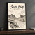 Scotts Bluff from the Oregon Trail full-bleed print styled in Black frame / charcoal wall; frame and props not included