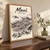 Haleakala summit crater full-bleed print styled in Original angled oak-console; frame and props not included