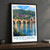 Heidelberg Old Bridge from the Neckar bordered print styled in Black frame / charcoal wall; frame and props not included