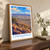 Chihuahua city view bordered print styled in Original angled oak-console; frame and props not included