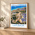Latakia city view bordered print styled in Light oak-console; frame and props not included