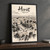 Herāt city view full-bleed print styled in Black frame / charcoal wall; frame and props not included