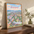 Krasnoyarsk city view full-bleed print styled in Original angled oak-console; frame and props not included
