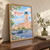 Yerevan city view full-bleed print styled in Original angled oak-console; frame and props not included