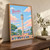 Bouaké city view full-bleed print styled in Original angled oak-console; frame and props not included