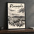 Florianópolis city view full-bleed print styled in Black frame / charcoal wall; frame and props not included