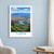 Turin city view bordered print styled in White frame / blue sitting room; frame and props not included