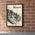 Varanasi city view full-bleed print styled in Black frame / exposed brick; frame and props not included
