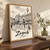 Zagreb city view full-bleed print styled in Original angled oak-console; frame and props not included