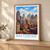 Baltimore city view bordered print styled in Light oak-console; frame and props not included