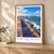 Mar del Plata city view bordered print styled in Light oak-console; frame and props not included