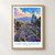 San Salvador city view bordered print styled in Front oak frame - corrected opening; frame and props not included