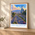 San Salvador city view bordered print styled in Light oak-console; frame and props not included