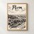 Perm city view full-bleed print styled in Front oak frame - corrected opening; frame and props not included