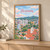 Florianópolis city view full-bleed print styled in Light oak-console; frame and props not included