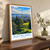 Auckland city view bordered print styled in Original angled oak-console; frame and props not included