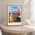 San Miguel de Tucumán city view bordered print styled in Oak frame / bedside table; frame and props not included