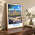 Tbilisi city view bordered print styled in Original angled oak-console; frame and props not included