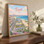 Tripoli city view full-bleed print styled in Original angled oak-console; frame and props not included