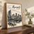 Kawaguchi city view full-bleed print styled in Original angled oak-console; frame and props not included