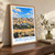Jerusalem city view bordered print styled in Original angled oak-console; frame and props not included
