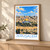 Jerusalem city view bordered print styled in Light oak-console; frame and props not included