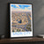 Sadr City city view bordered print styled in Black frame / charcoal wall; frame and props not included
