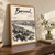 Barnaul city view full-bleed print styled in Original angled oak-console; frame and props not included