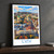 Lviv city view bordered print styled in Black frame / charcoal wall; frame and props not included