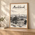 Auckland city view full-bleed print styled in Light oak-console; frame and props not included