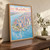 Manhattan city view full-bleed print styled in Original angled oak-console; frame and props not included