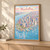 Manhattan city view full-bleed print styled in Light oak-console; frame and props not included