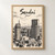Sendai city view full-bleed print styled in Front oak frame - corrected opening; frame and props not included