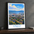 Oslo city view bordered print styled in Black frame / charcoal wall; frame and props not included