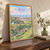 Perm city view full-bleed print styled in Original angled oak-console; frame and props not included