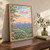 Atlanta city view full-bleed print styled in Original angled oak-console; frame and props not included