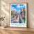 Wenchang city view bordered print styled in Light oak-console; frame and props not included