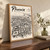 Phoenix city view full-bleed print styled in Original angled oak-console; frame and props not included