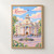 Kemerovo city view full-bleed print styled in Front oak frame - corrected opening; frame and props not included